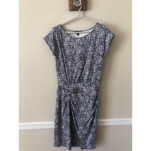 Ann Taylor Womens Size XS Blue White Dress Cap Sleeve Stretch